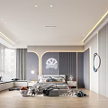 Modern Kids Room Interior Design With Bed Rug Toys Wall Decor And Wooden Floor