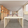 Modern Digital Store Interior With Long Display Tables Digital Products And Curved Shelves