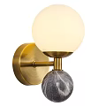 Modern Wall Lamps Featuring Golden Metal Brackets White Spherical Lampshades And Marble Balls