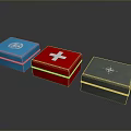 Different Colored First Aid Kits With Medical Symbols And Cross Design
