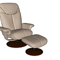 Comfortable Modern White Leather Massage Chair With Ottoman And Brown Base