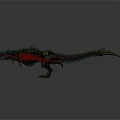3D Rendered Red And Green Dragon With Wings On Gray Background Red Reflections