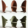 Modern Leisure Chairs In Brown And Green Velvet With Curved Backrest And Metal Base
