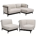 Modern Beige Sofa Set With Black Frame L Shaped And Single Seats 3d model