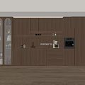 Modern Wooden Built-in Wine Cabinet In Kitchen With Cabinets Countertop And Lighting