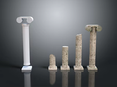 Classical Columns Collection With Various Sizes Styles And Textured Stone Finishes 3d model