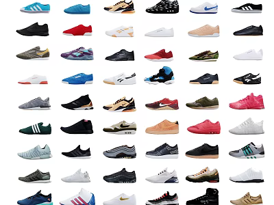 Assorted Colorful Shoes Collection Featuring Various Casual Sporty Styles In Different Colors 3d model