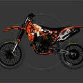 Red And Black Dirt Bike Motorcycle With Monster Energy Logos And Large Tires