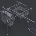Industrial Equipment Metal Frame Structure With Support Arms And Components