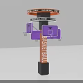 Basketball Themed Photo Spot In City Center With Orange Purple Signpost And Basketball Hoop