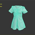 White Short Sleeved Dress With Ruched Front And V Neck Design