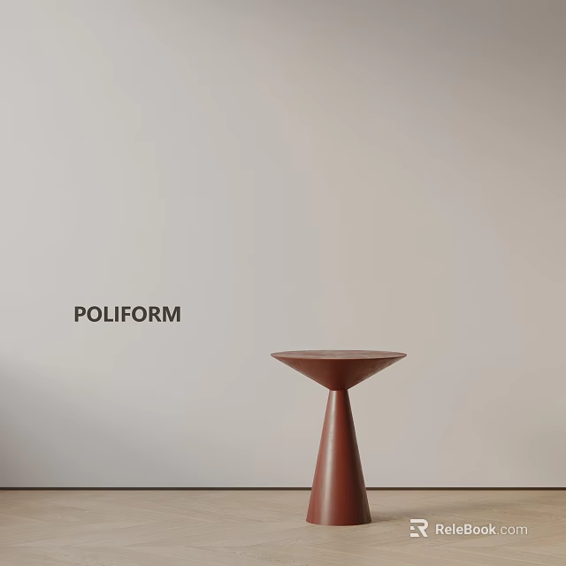 Poliform Modern Brown Side Table With Conical Base And Round Top 3d model