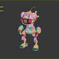 Cute Pink Robot Character With Humanoid Bio Mechanical Design 2023 Antenna And