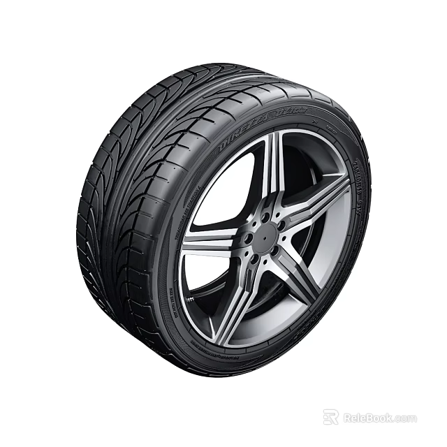 Modern Automotive Tire With Stylish Silver Spoke Wheel Rim And Durable Tread Pattern 3d model 