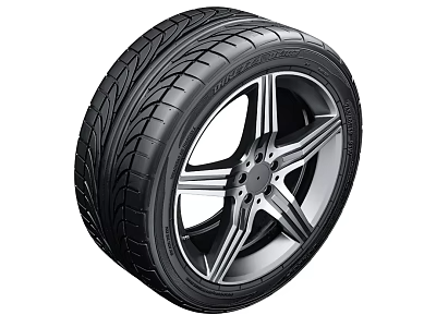 Modern Automotive Tire With Stylish Silver Spoke Wheel Rim And Durable Tread Pattern 3d model