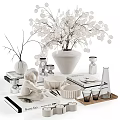 Modern Minimalist Decorative Ornament Set With Ceramic Vase Glass Sculpture Books Tray And Cups