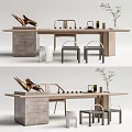Modern Tea Table and Chair Tea Table and Chair Combination 3d model