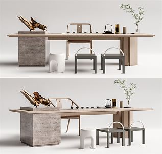 Modern Tea Table and Chair Tea Table and Chair Combination 3d model