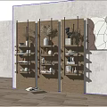 Minimalist Decorative Ornament Set on Wooden Wall Shelves with Vases Plants and Books