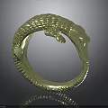 Elegant Golden Crocodile Shaped Ring Featuring Detailed Texture And Unique Design 3d model