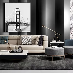 Modern Sofa Coffee Table Combination Italian Miloti Combination Sofa 3d model