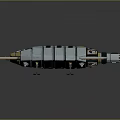 Futuristic 3D Spaceship Model With White Orange Design Circular Windows And Thrusters