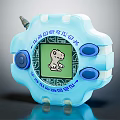 Blue Vintage Handheld Entertainment Electronic Device With Dinosaur On Screen And Round Buttons 3d model