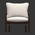 Modern Leisure Chair With Wooden Frame Metal Slat Armrests And Light Colored Cushion