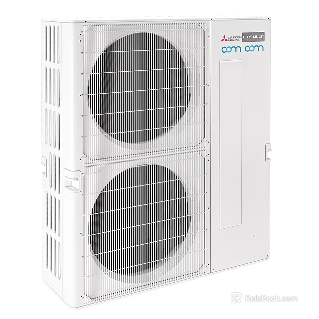 High Performance White Air Conditioner Fan With Double Blades Outdoor Unit 3d model 