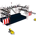 Heavy Duty Commercial Construction Equipment With Scaffolding Platform And Orange Banners