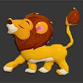 Cute Yellow Lion Plush Toy With Red Mane And Tail Tip And Soft Material
