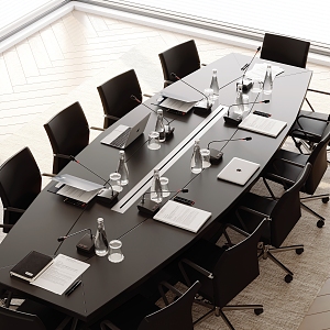 Modern conference table and chair combination 3d model