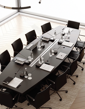 Modern conference table and chair combination 3d model