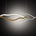 Modern Curved Chandelier With Golden Frame And White Shade For Home Interior