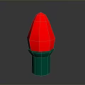 Red Decorative Light Bulb With Green Base On Dark Background
