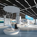 Modern Airport Interior With Spacious Design Ceiling Lighting Service Counters And Digital Screens 3d model