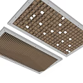 Modern Exhibition Hall Ceiling With Brown Grid Design And White Frame Embedded Lights 3d model