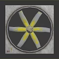 Computer Cooling Fan With Yellow Blades And White Square Frame Design 3d model