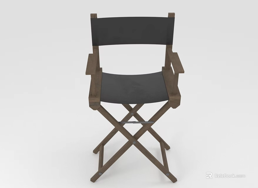 Stylish Director's Chair With Wooden Frame Black Seat Backrest And Crossed Legs Design 3d model 