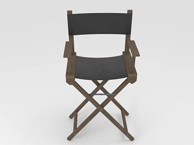 Stylish Director's Chair With Wooden Frame Black Seat Backrest And Crossed Legs Design 3d model