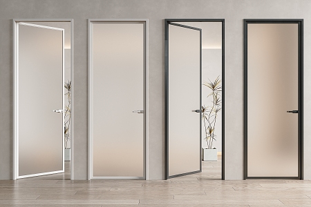 Modern Frosted Glass Single Door Glass Door Single Door Frosted Glass Door Very Narrow Border Glass Door Glass Single Door Bathroom Glass Door 3d model