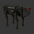 Security Robot As Mechanical Quadruped With Metallic Body And Red Light 3d model