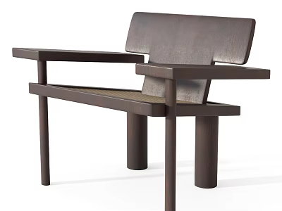 Modern Dark Brown Leisure Chair Design With Minimalist Wooden Frame And Armrests 3d model