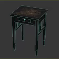 Dark Gray Wooden Side Table with Copper Textured Top and Single Drawer