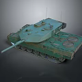 Detailed Green Military Tank 3D Model With Cannon Tracks And Antennas