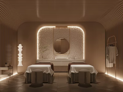 Elegant Luxury Beauty Hair Salon Interior With Comfortable Seats And Stylish Mirrors 3d model