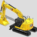 Yellow CAT Excavator With Tracks Cab And Front Bucket Design 3d model
