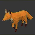 Low Poly Orange Fox Game And Movie Character With White Chest And Brown Ears