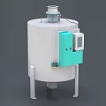 Cylindrical Industrial Equipment With White Green Body Control Panel And Top Unit