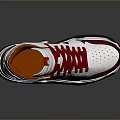 White and Red High Top Sneakers with Stylish Red Laces Black Sole and Modern Design
